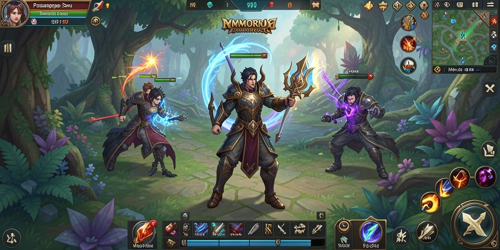 Screenshot gameplay 99RP yang menunjukkan pertarungan seru di dunia MMORPG.