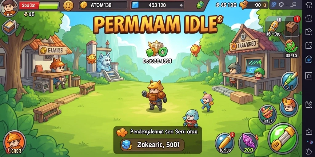 Screenshot menunjukkan gameplay seru dan karakter dalam ATOM138.