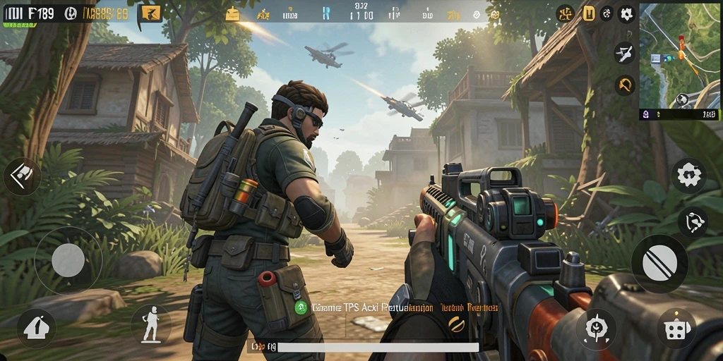 Tampilan gameplay menegangkan dengan aksi tembak-menembak yang intens.
