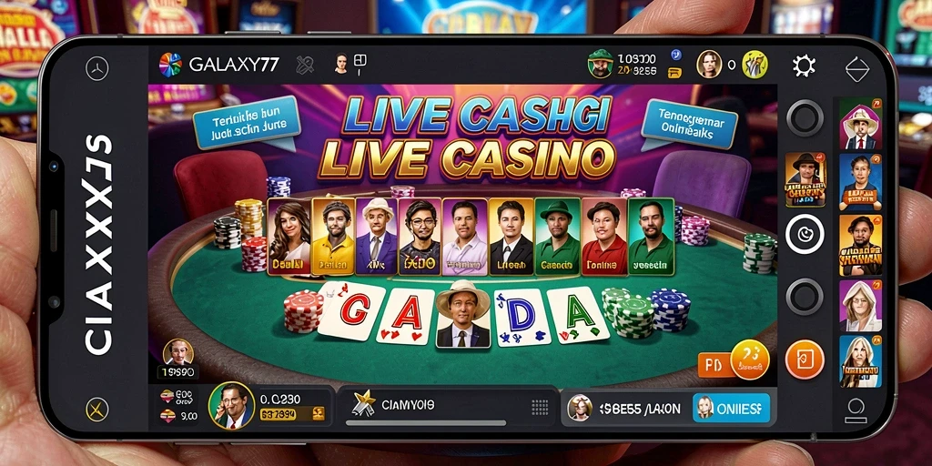 Tampilan gameplay GALAXY77 yang menawan dalam sesi Live Casino.