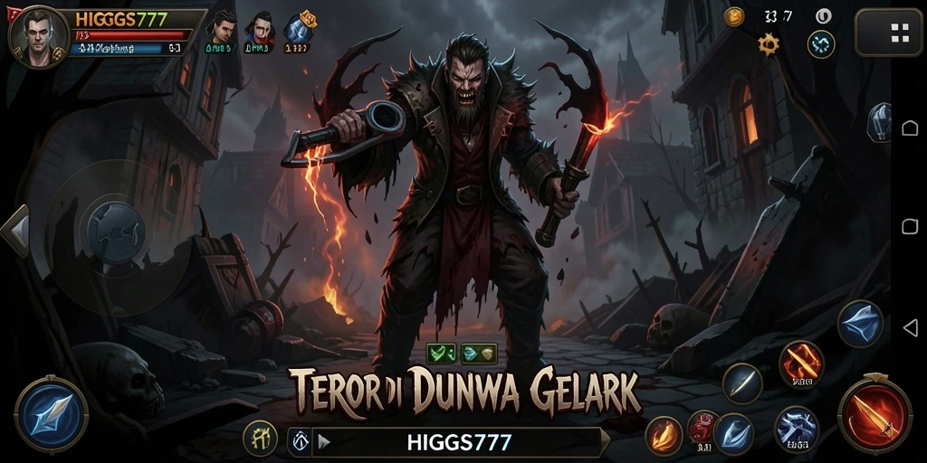 Screenshot gameplay HIGGS777 dengan suasana horor yang mengerikan.