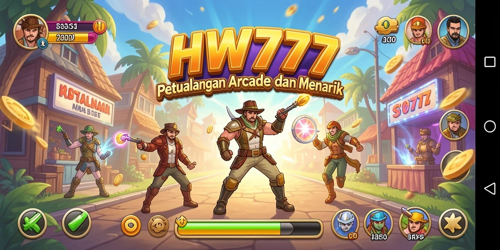 Screenshot menunjukkan aksi mendebarkan dari gameplay Arcade HW777.