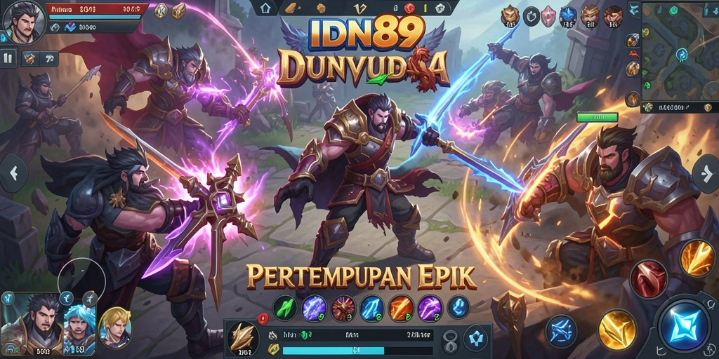 Tampilan aksi seru dalam gameplay MOBA IDN89.