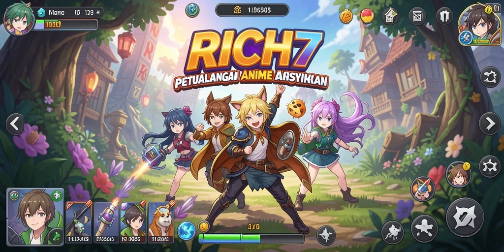 Tampilan gameplay RICH7 yang menarik dan penuh warna.