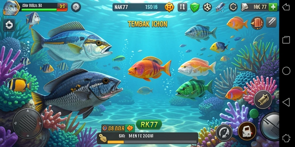 Gameplay seru RK77 dengan beragam ikan dan tantangan.