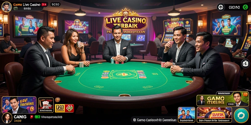 Screenshot V21 menampilkan dealer berbicara langsung dengan pemain dalam suasana kasino.