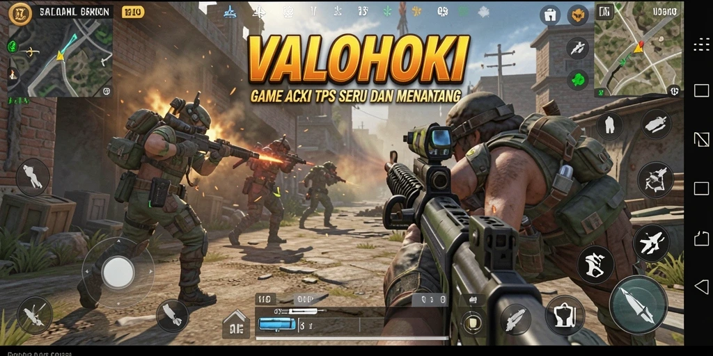 Tampilan gameplay VALOHOKI yang mendebarkan dalam aksi TPS.