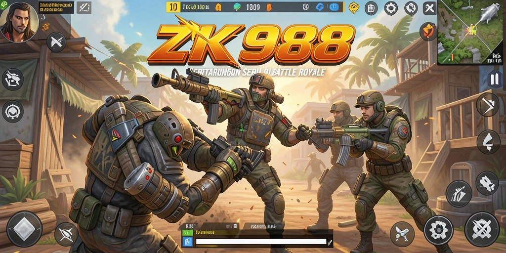 Gameplay menarik dengan aksi seru dari ZK988 Battle Royale.